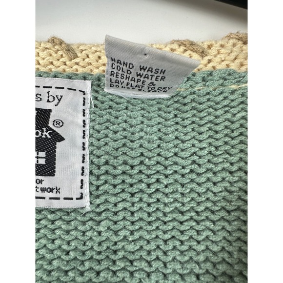 Storybook Knits Patchwork Spring Themed Cardigan Sweater Ramie Cotton Size Large - Picture 13 of 16